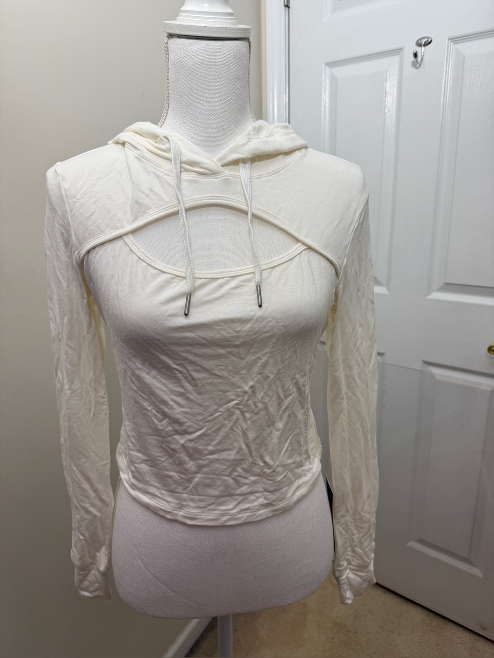 Halara Women’s Cream Cutout Hoodie Top
